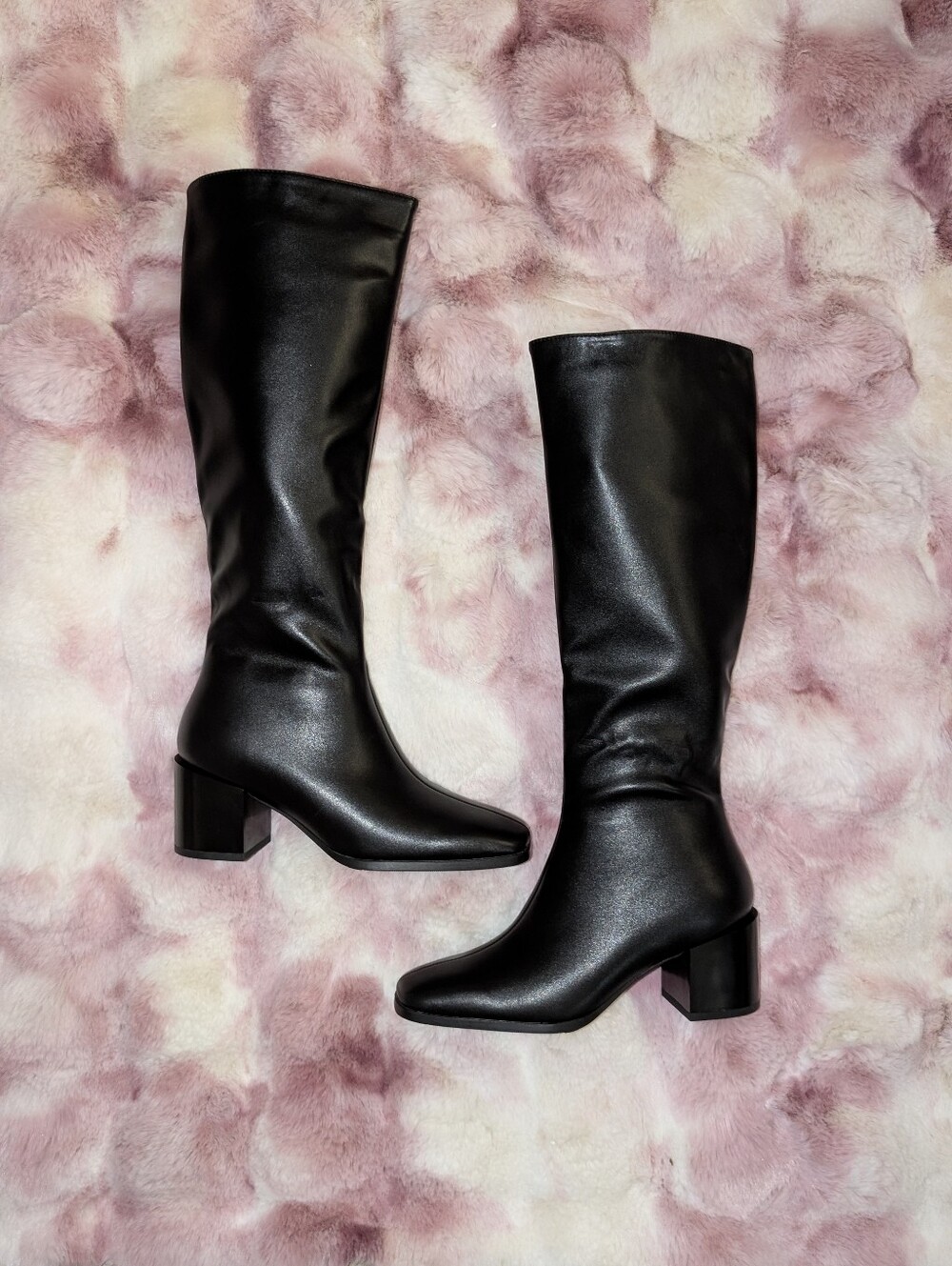 Wetkiss Black Square Toe Knee High Boots 👢 Size 6.5 NWOT